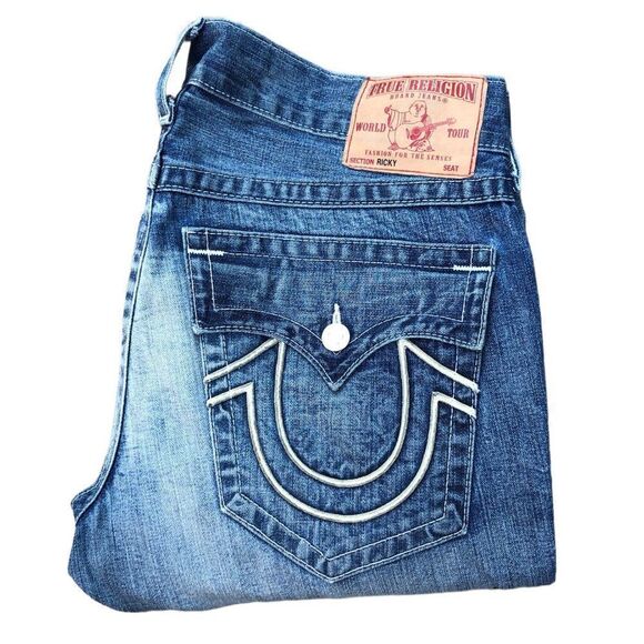 Vintage True Religion Jeans Size 36 RICKY Blue - Picture 1 of 7